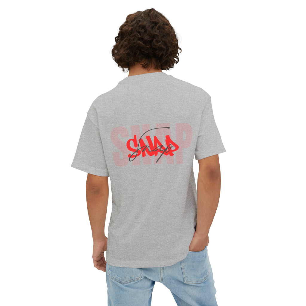 SNAP Graphic Tee — White Oversized Boxy T-Shirt with Bold Red Text