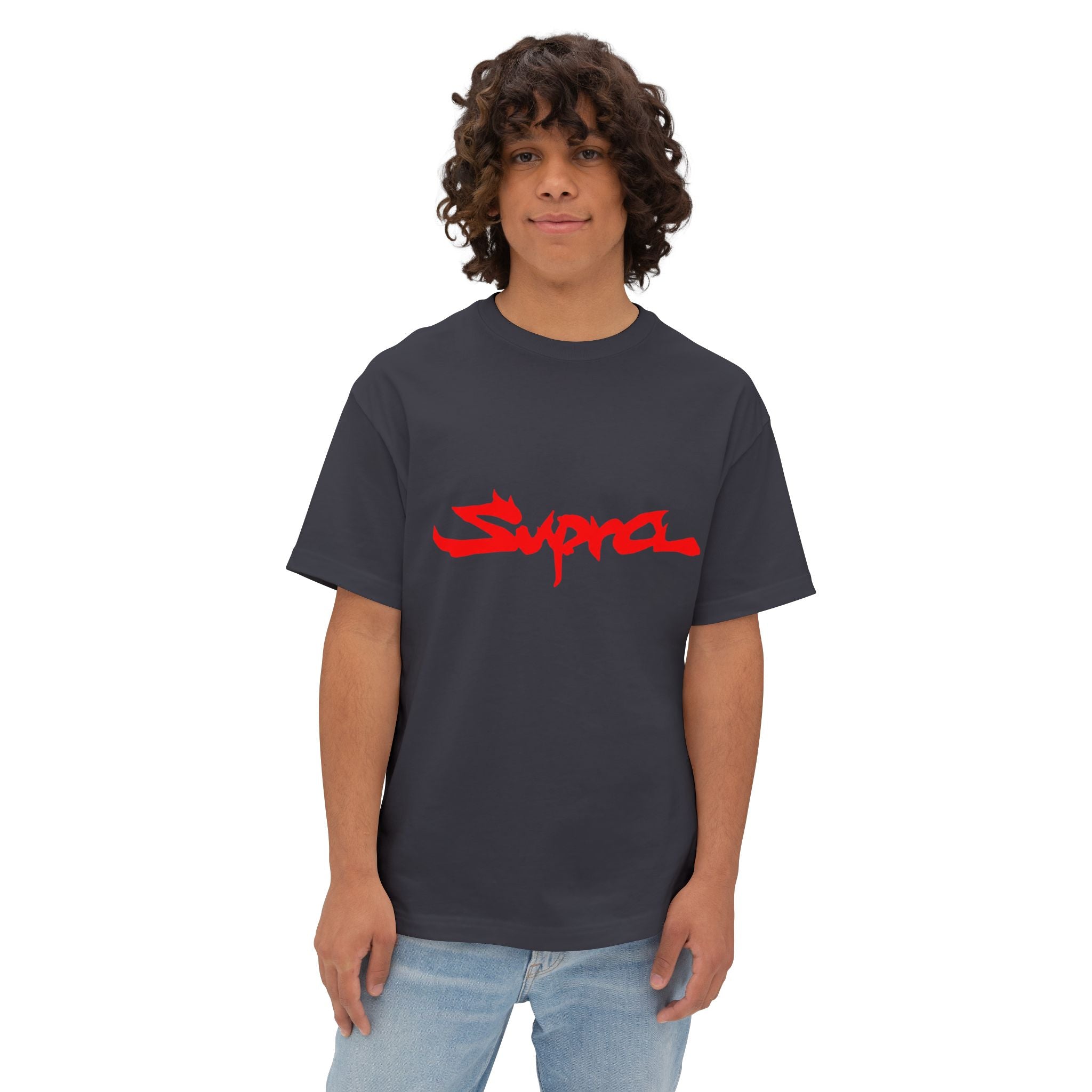 Supra Script Boxy Tee — White Oversized Graphic T-Shirt