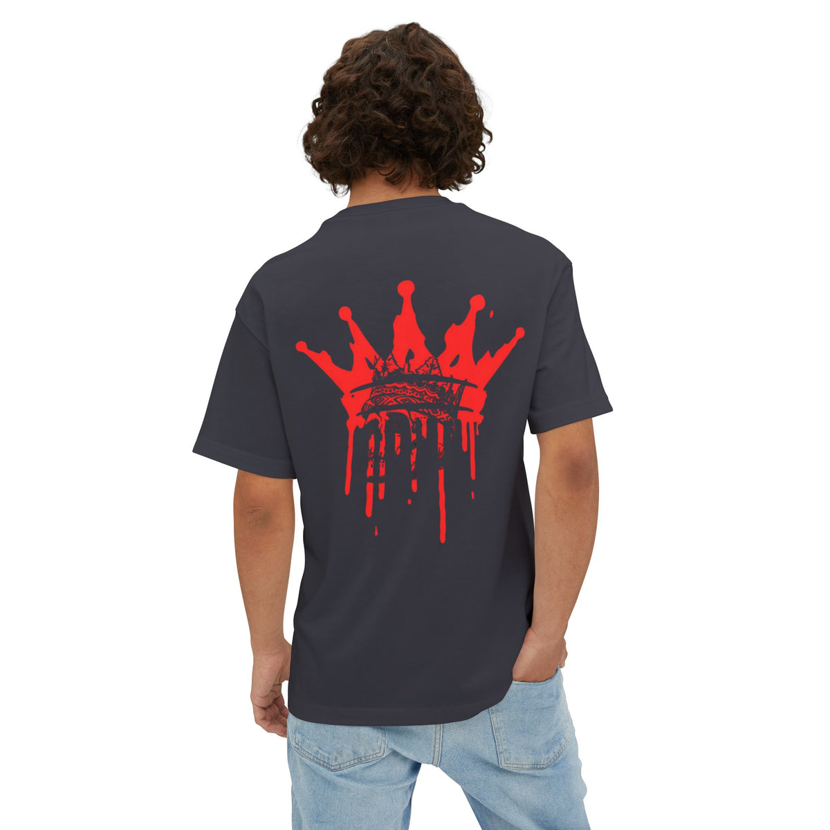 Boxy Tee — Red Drip Crown Graphic T‑Shirt