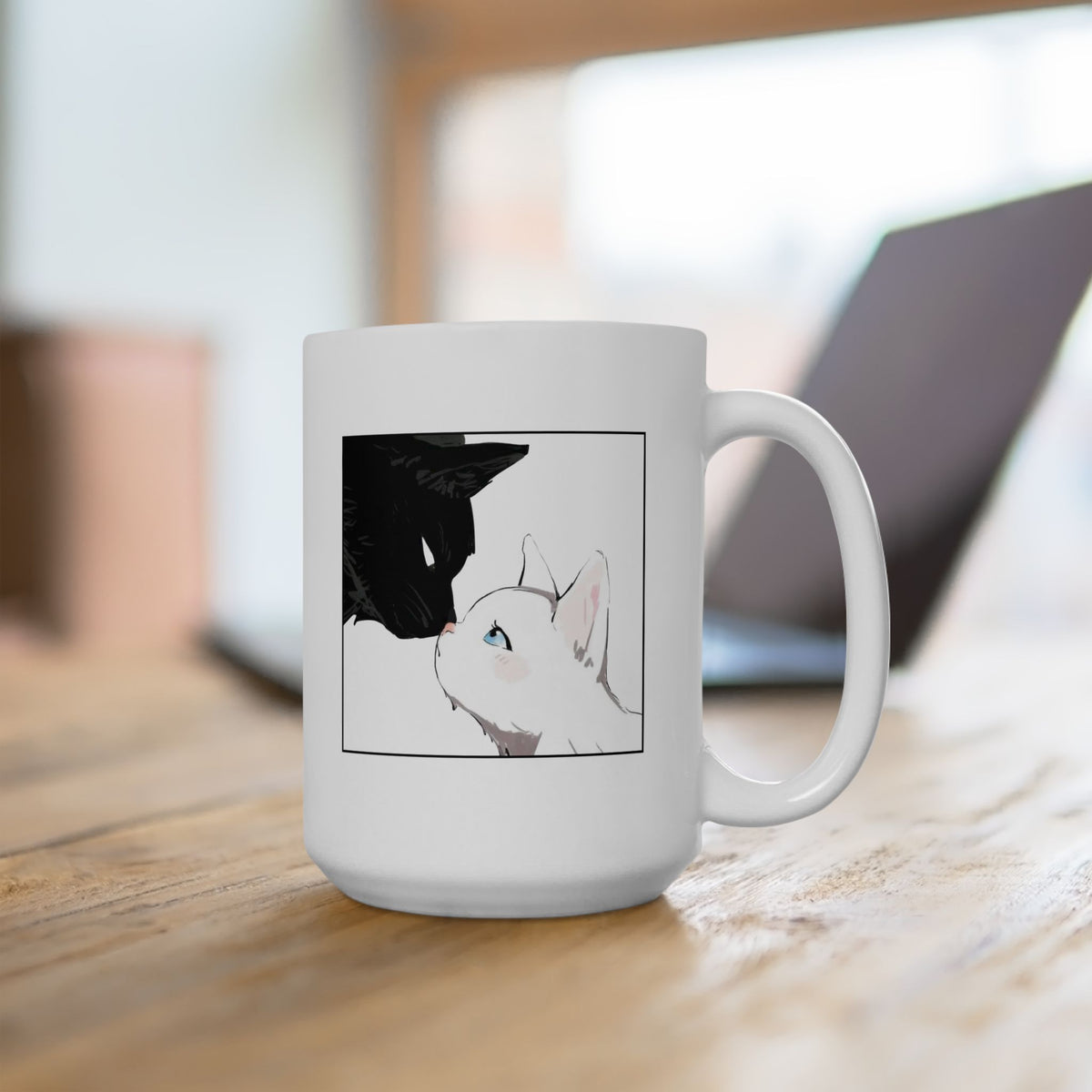 Minimal Cat Sketch Ceramic Mug — Cute Line Art Coffee Cup (11oz, 15oz)