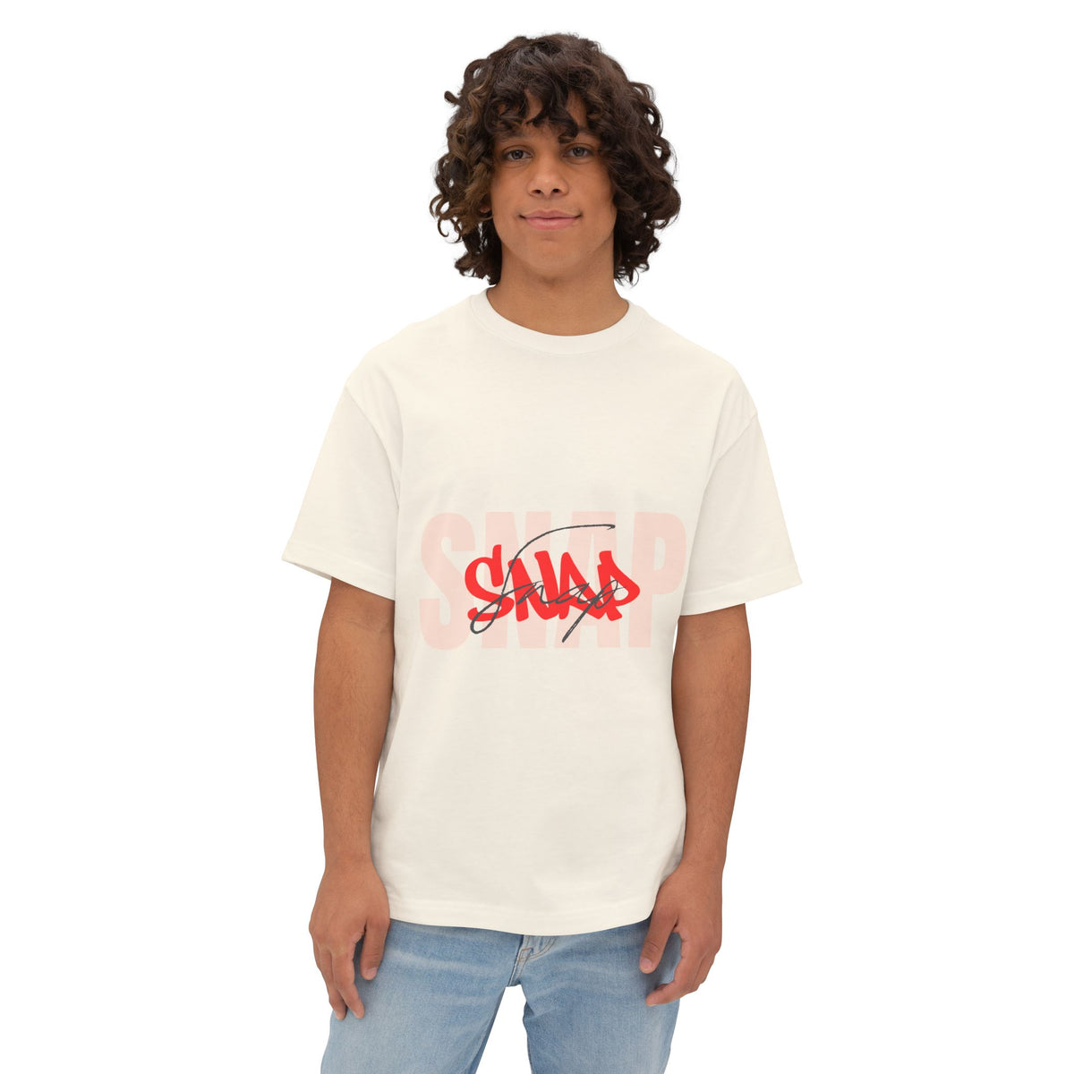 Boxy Tee — 'SNAP' Red Graffiti Logo Oversized T-Shirt
