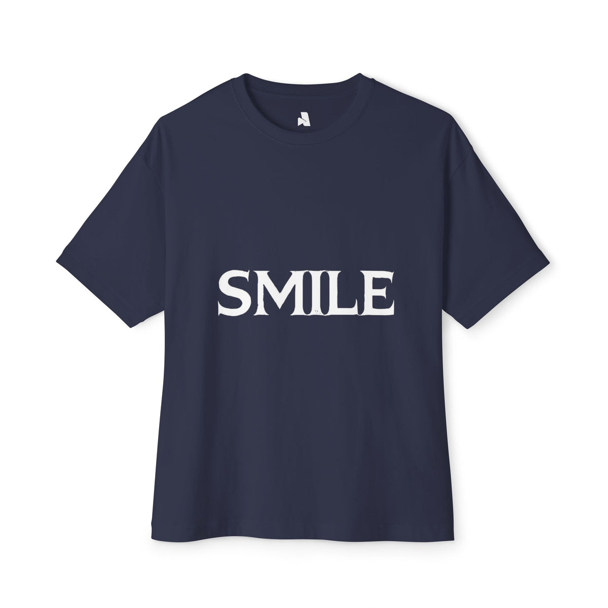 SMILE Graphic Tee — Black Oversized Boxy Shirt with White Gothic Text