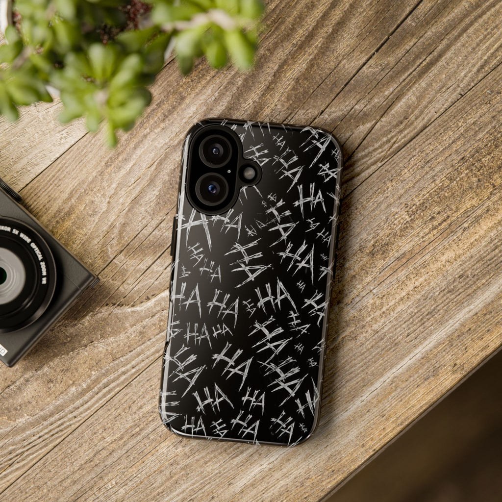 Phone Case — Black 'HA' Graffiti Pattern Protective Case