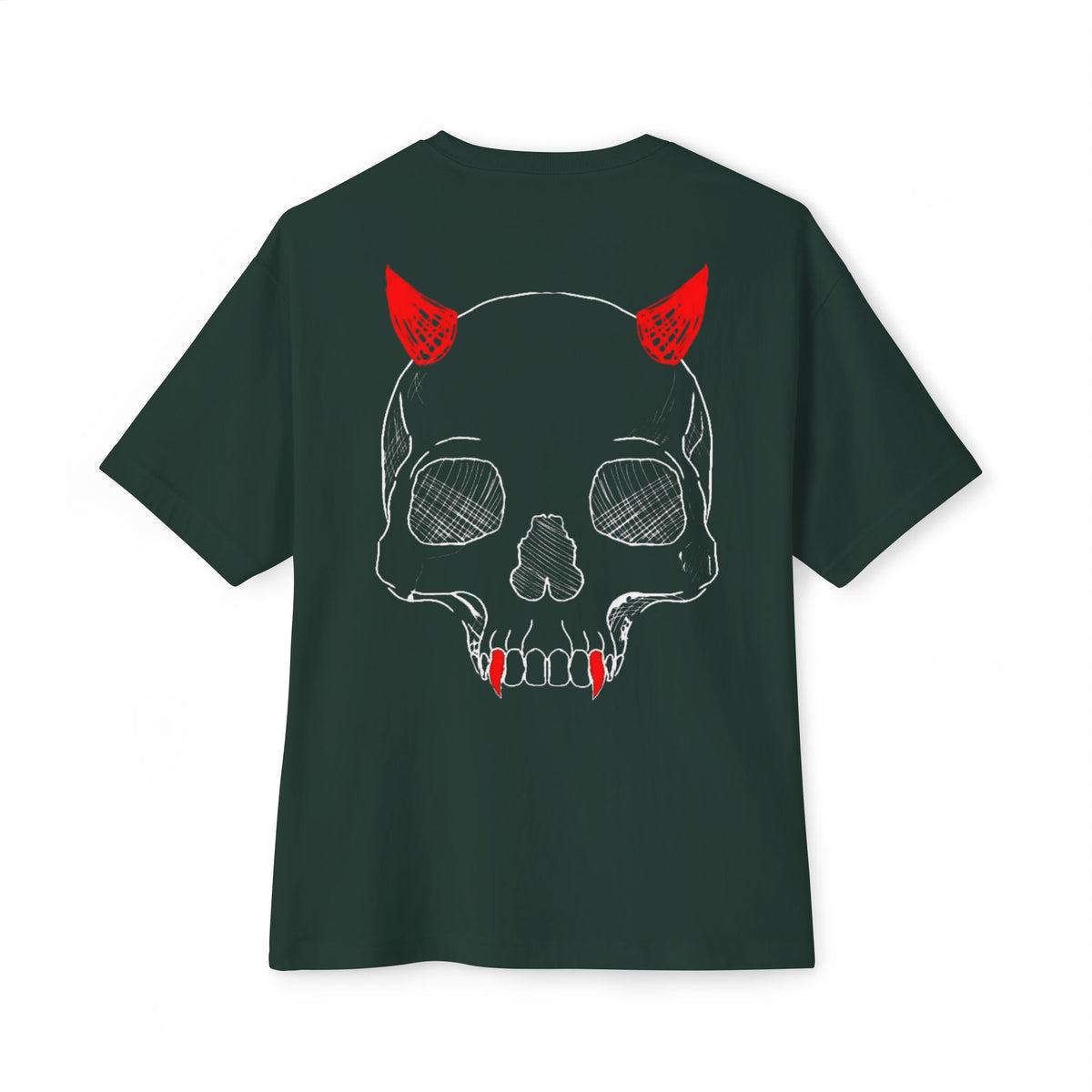 Doodled Skull Oversized Boxy Tee