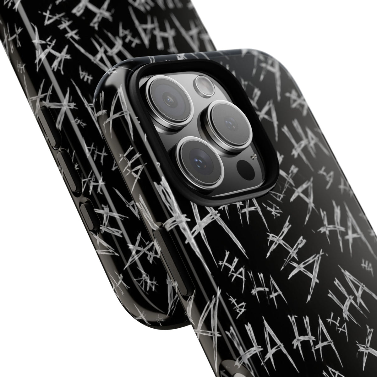 Phone Case — Black 'HA' Graffiti Pattern Protective Case