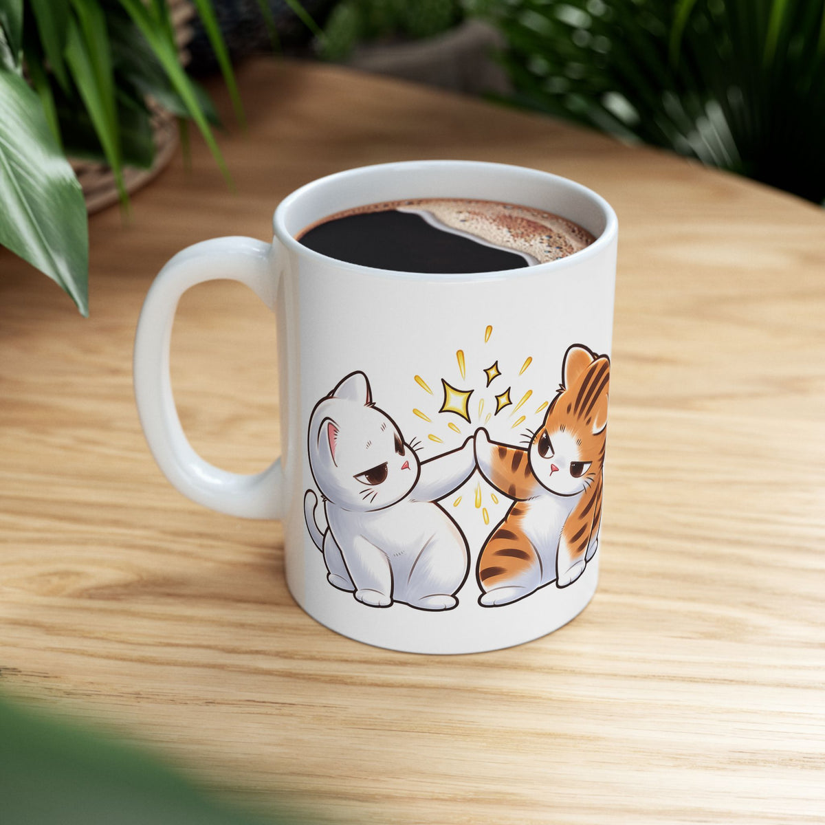 Cute Kitten Pair Ceramic Mug – Adorable Cat Illustration Coffee Cup (11oz, 15oz)