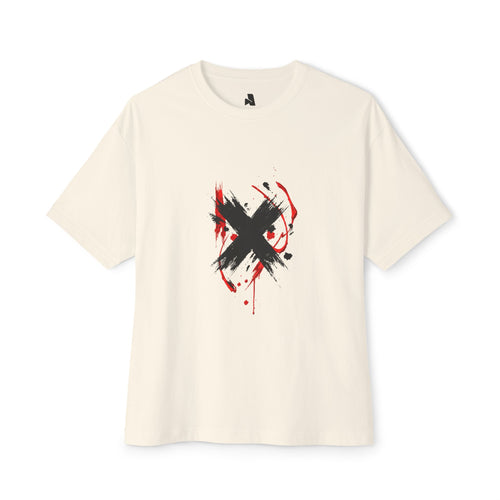 Boxy Tee with Grunge Paint X Graphic — Oversized Streetwear T-Shirt