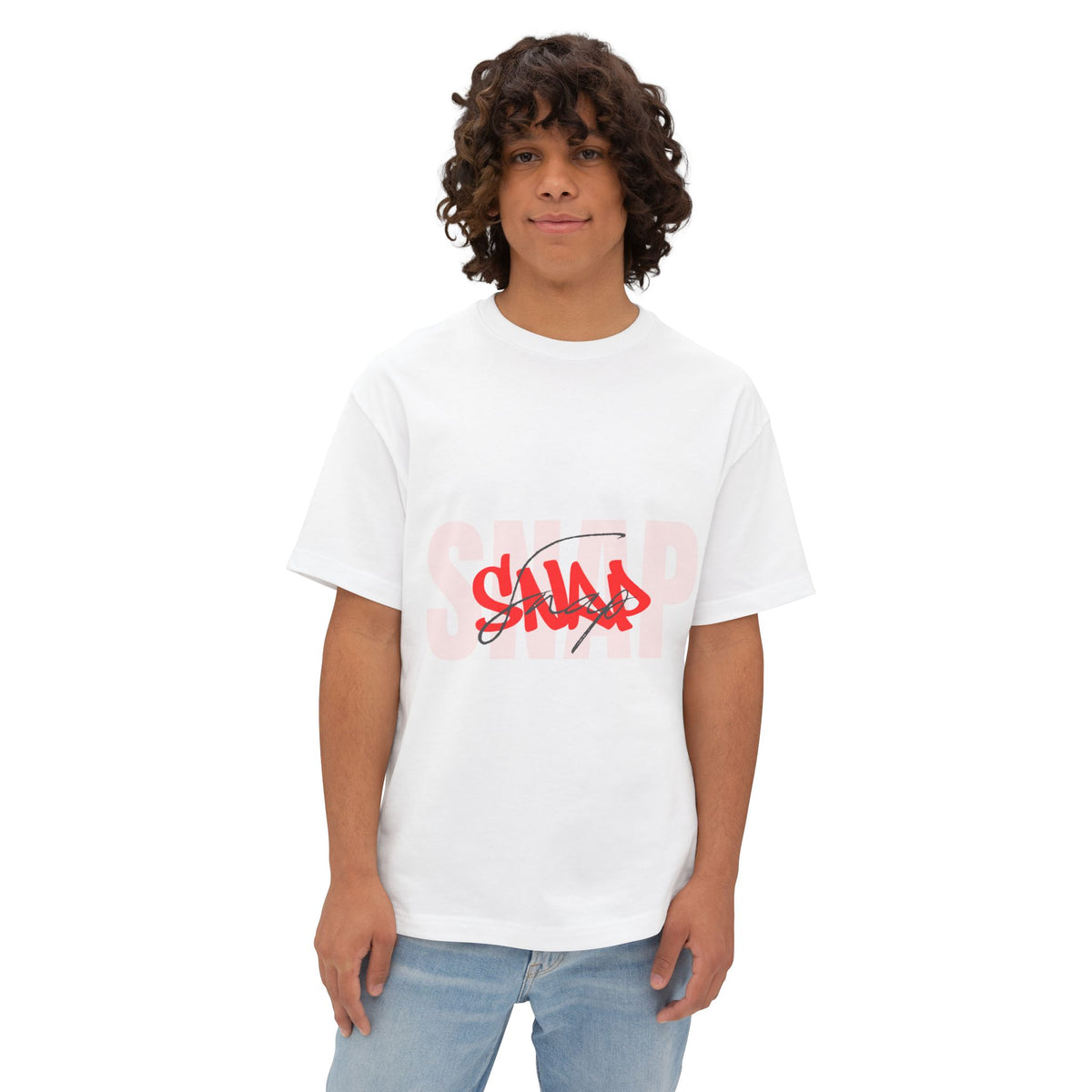 Boxy Tee — 'SNAP' Red Graffiti Logo Oversized T-Shirt