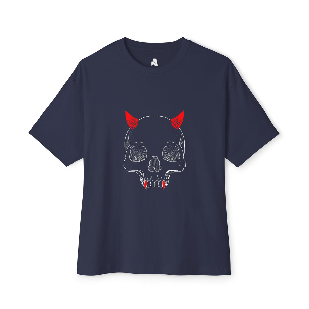 Doodled Skull Oversized Boxy Tee