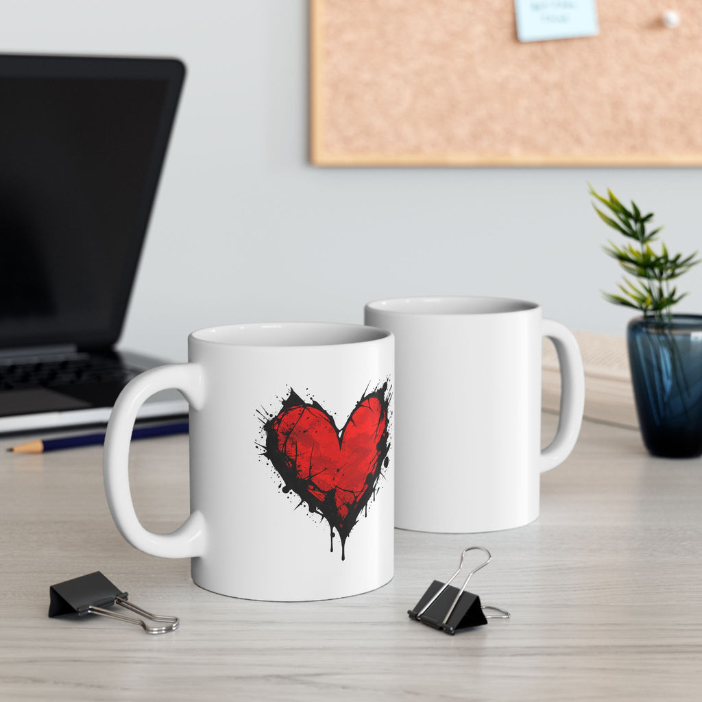 Heart Design Ceramic Mug, (11oz, 15oz)