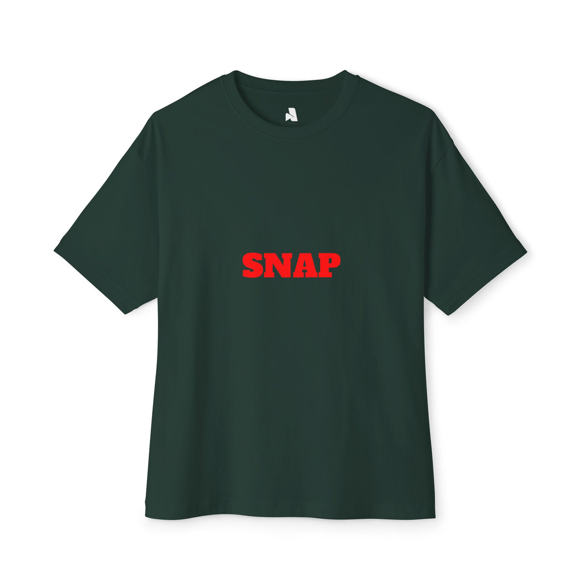 SNAP Graphic Tee — White Oversized Boxy T-Shirt with Bold Red Text