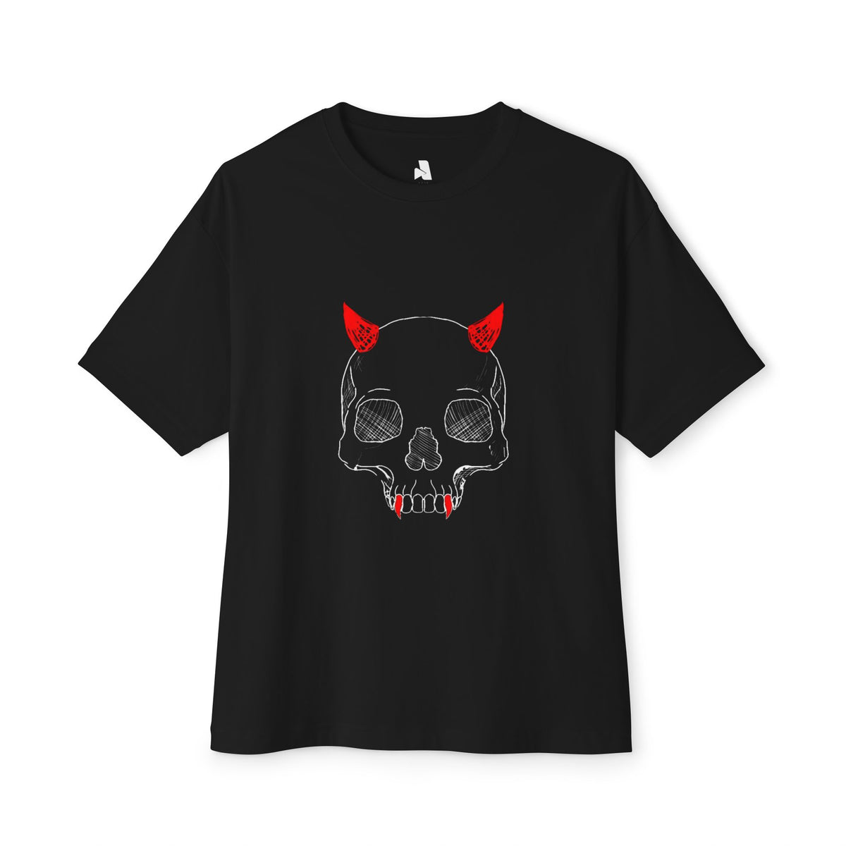Doodled Skull Oversized Boxy Tee