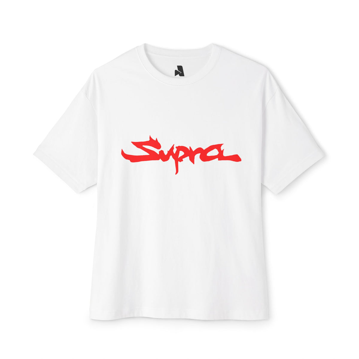 Supra Script Boxy Tee — White Oversized Graphic T-Shirt