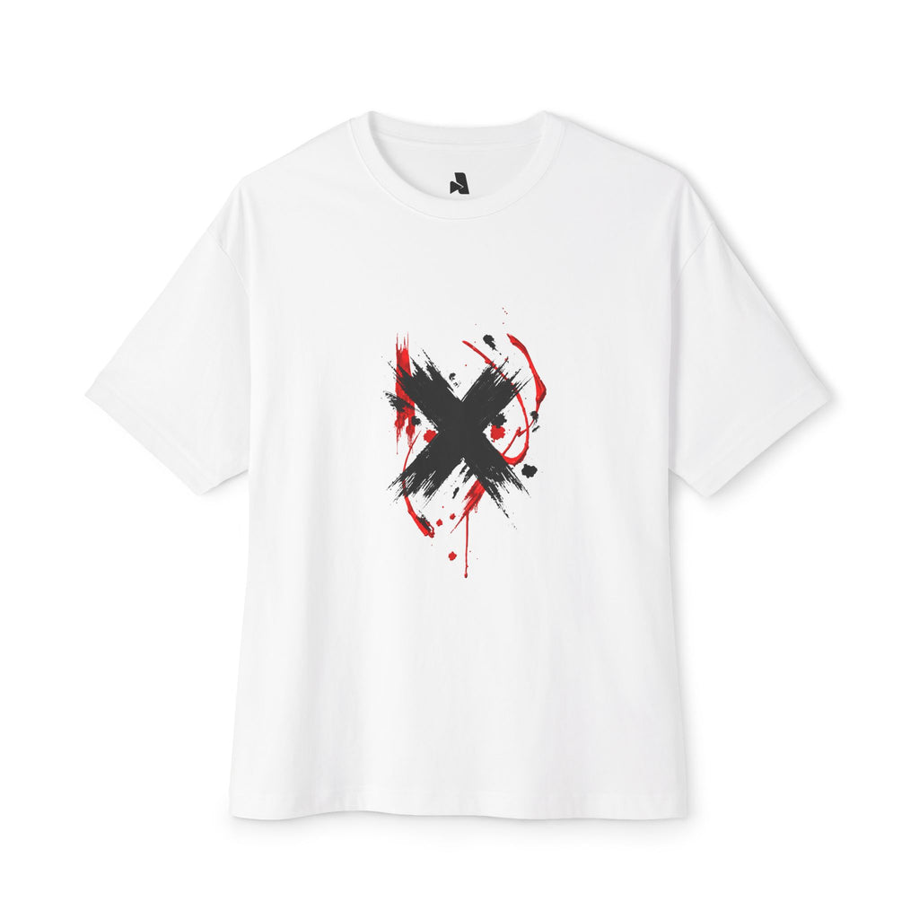 Boxy Tee with Grunge Paint X Graphic — Oversized Streetwear T-Shirt