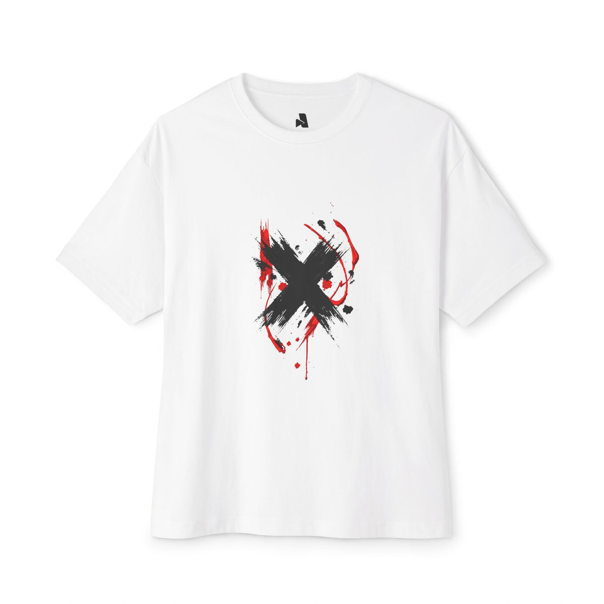 Boxy Tee with Grunge Paint X Graphic — Oversized Streetwear T-Shirt
