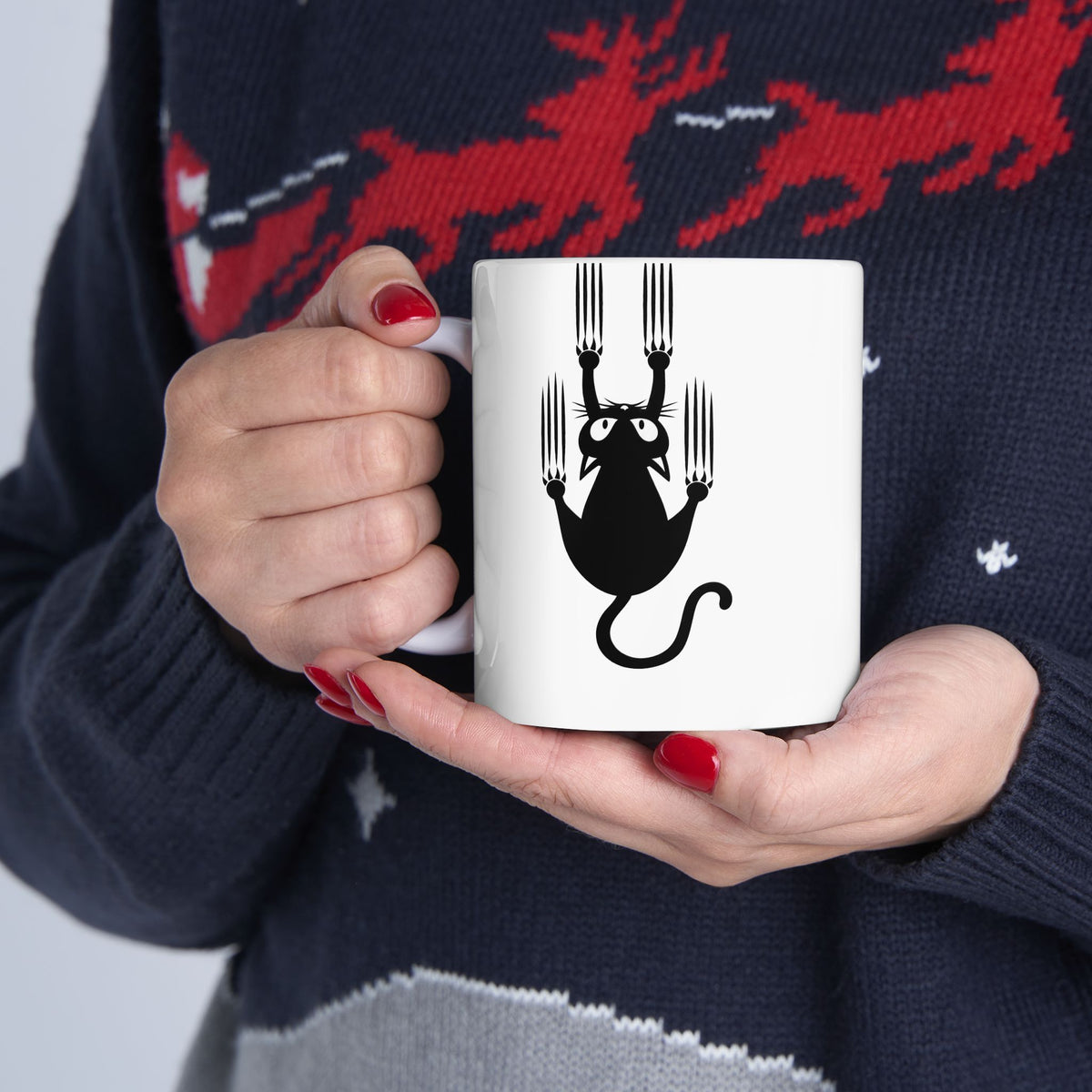 Funny Cat Face Ceramic Mug – Cute Grumpy Cat Coffee Cup (11oz, 15oz)