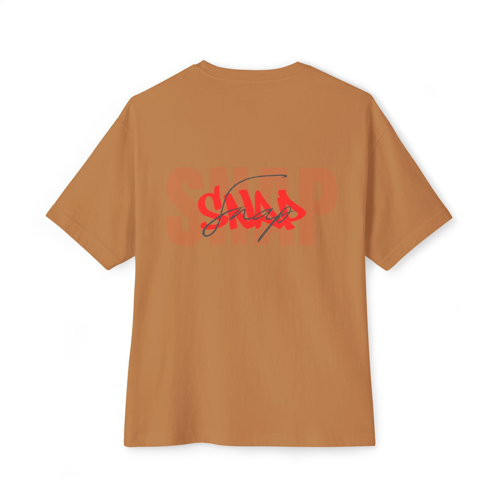 SNAP Graphic Tee — White Oversized Boxy T-Shirt with Bold Red Text