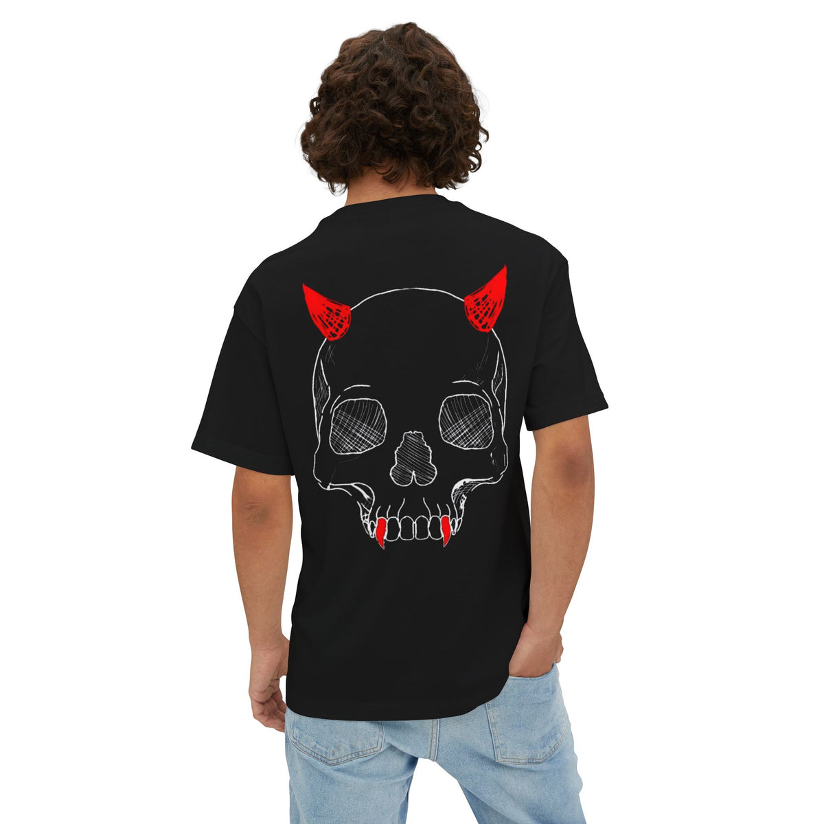 Doodled Skull Oversized Boxy Tee