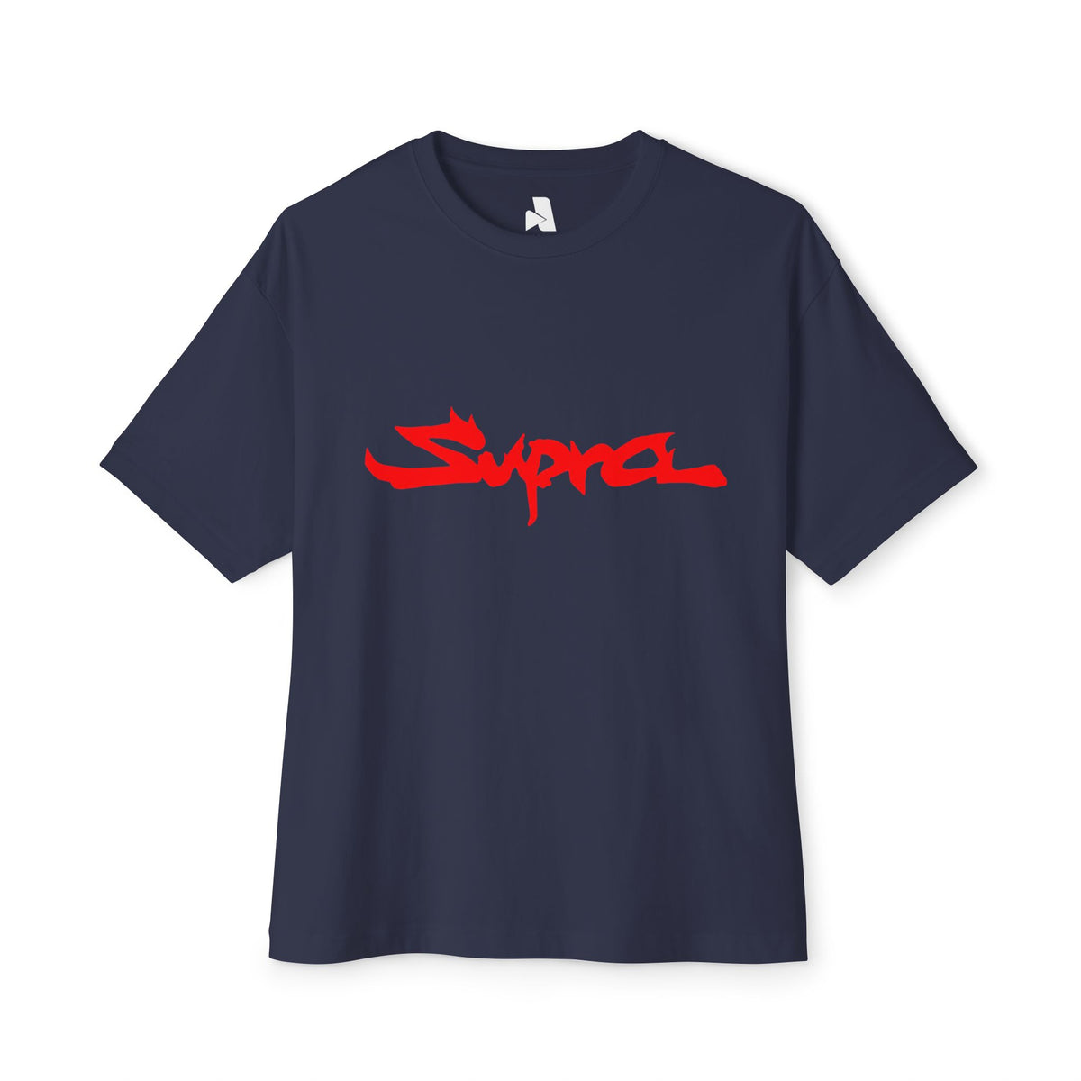 Supra Script Boxy Tee — White Oversized Graphic T-Shirt