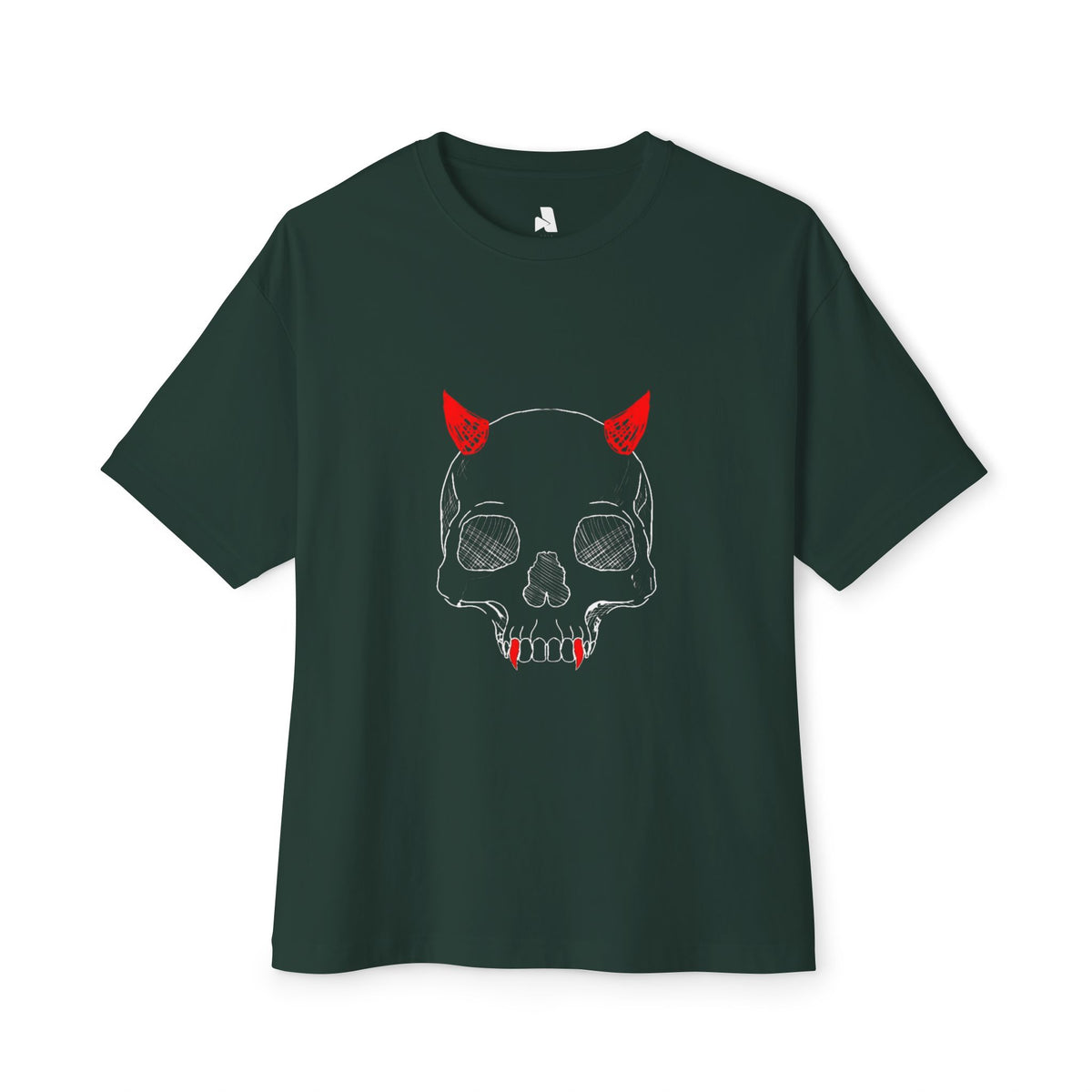 Doodled Skull Oversized Boxy Tee