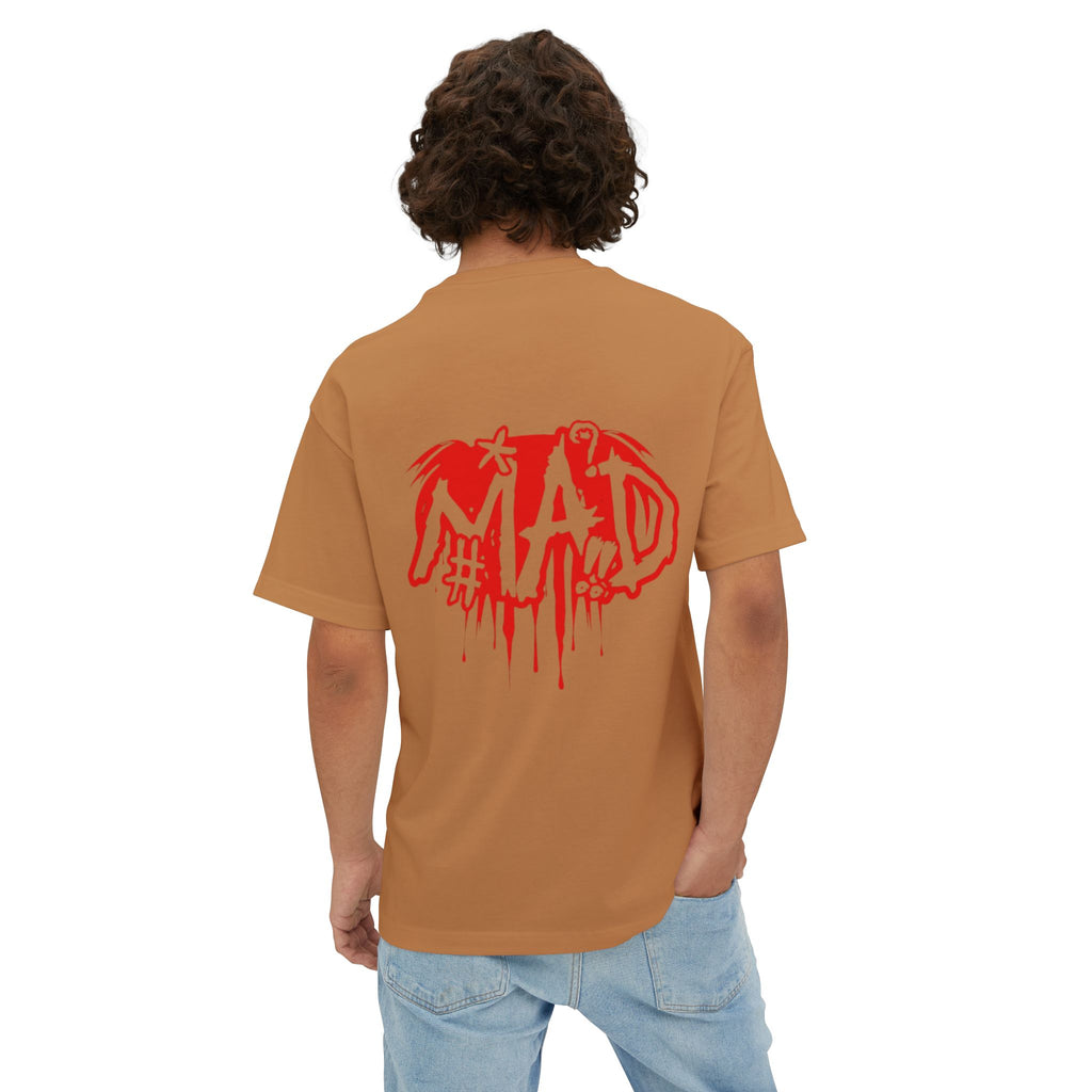 Boxy Tee — Small Red Drip "MAD" Logo Chest Graphic
