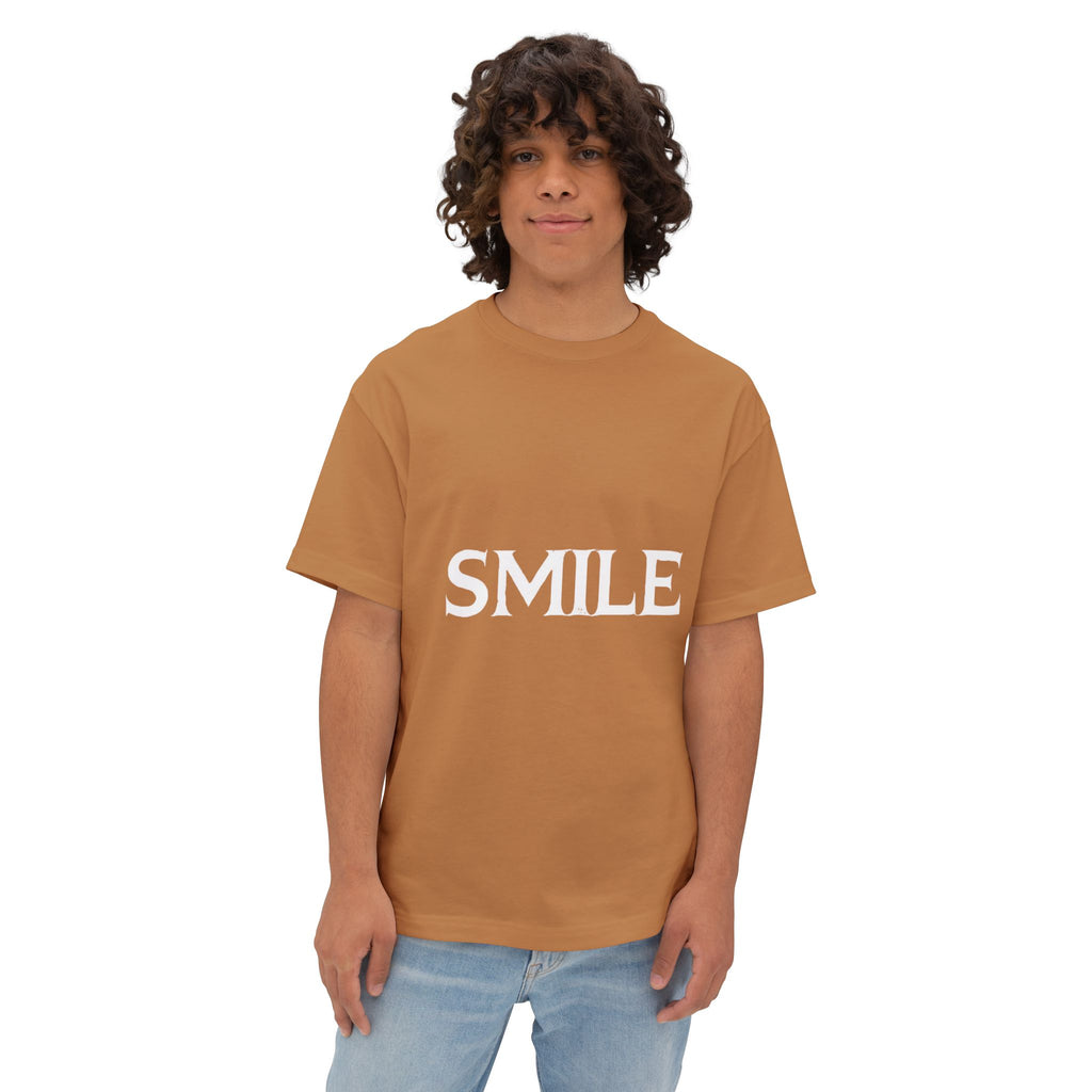 SMILE Graphic Tee — Black Oversized Boxy Shirt with White Gothic Text
