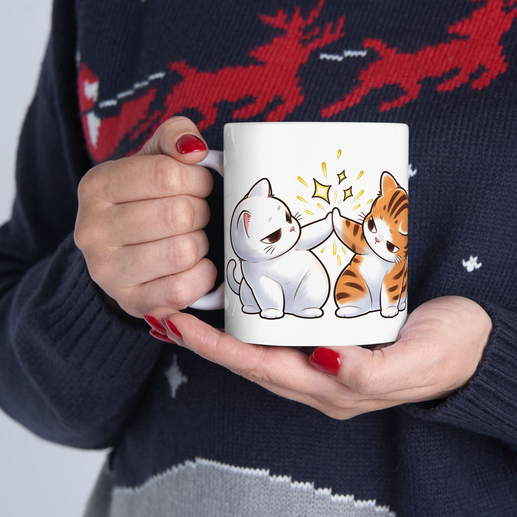 Cute Kitten Pair Ceramic Mug – Adorable Cat Illustration Coffee Cup (11oz, 15oz)