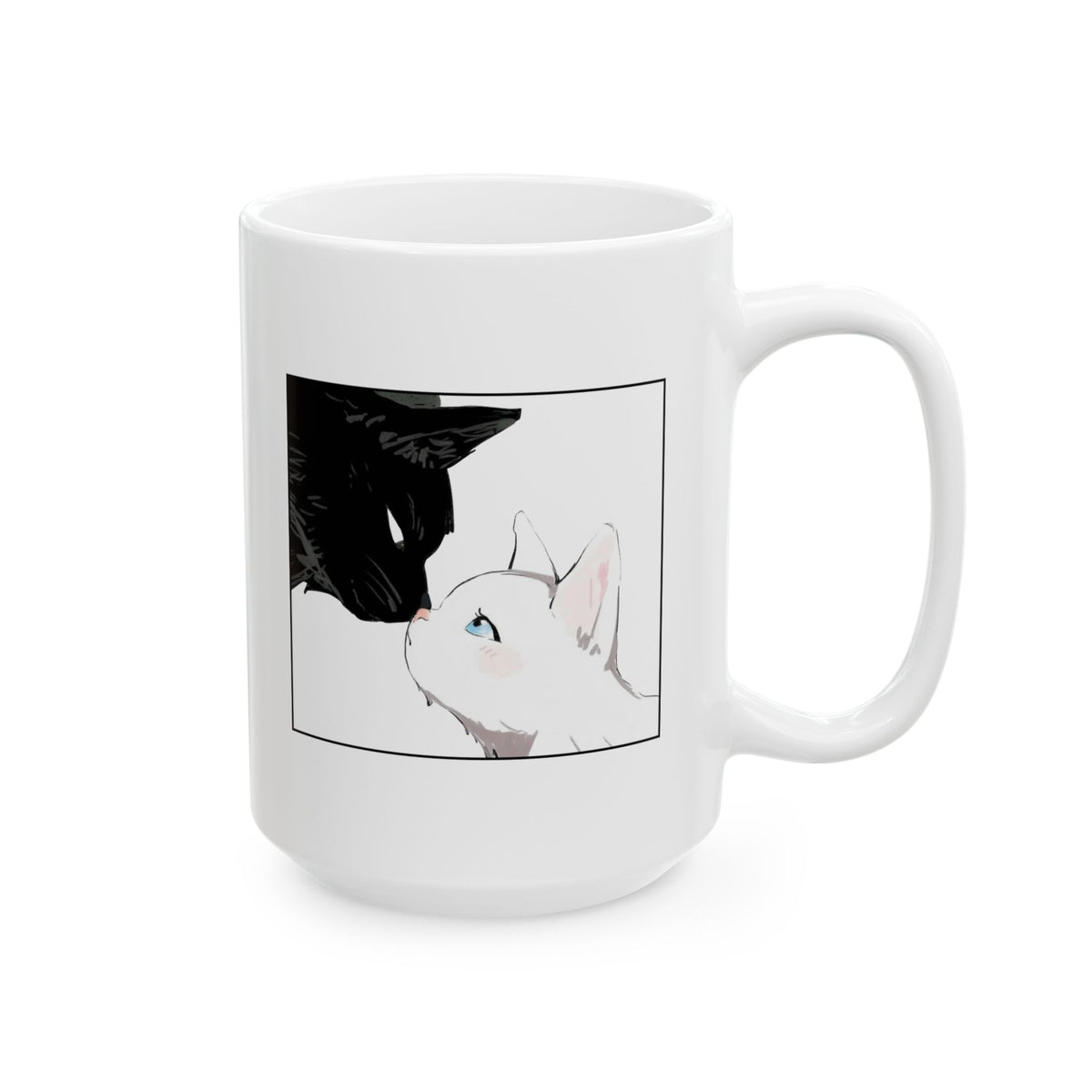 Minimal Cat Sketch Ceramic Mug — Cute Line Art Coffee Cup (11oz, 15oz)