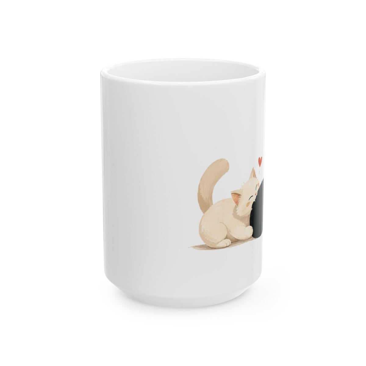 Cute Cats Ceramic Mug – Kissing Cats Illustration Coffee Cup (11oz, 15oz)
