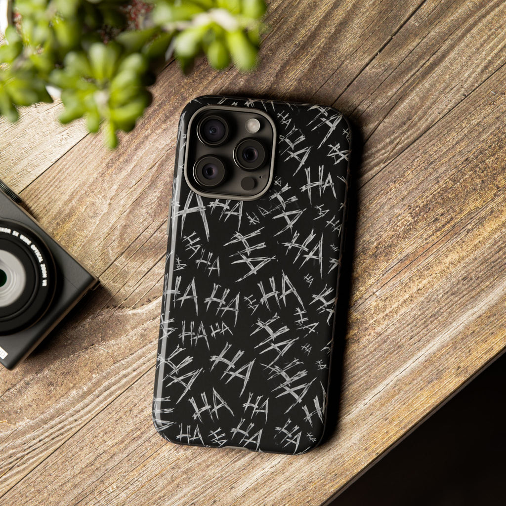 Phone Case — Black 'HA' Graffiti Pattern Protective Case