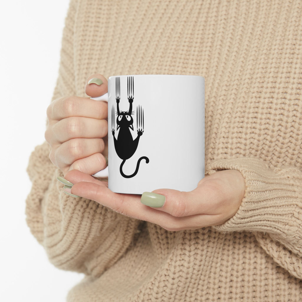 Funny Cat Face Ceramic Mug – Cute Grumpy Cat Coffee Cup (11oz, 15oz)