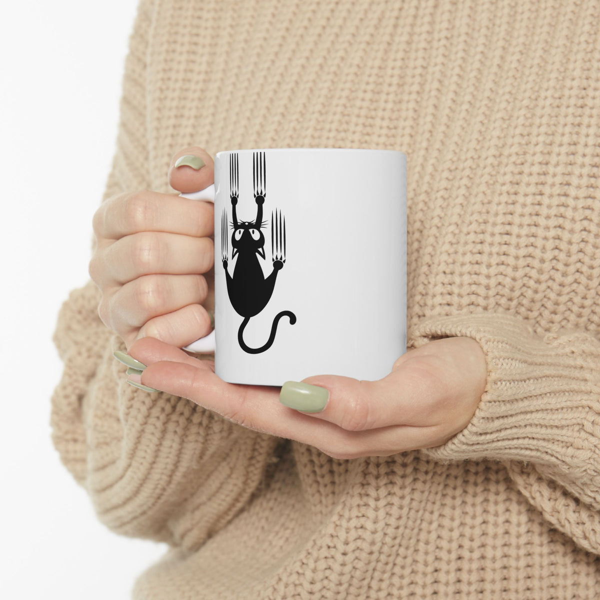 Funny Cat Face Ceramic Mug – Cute Grumpy Cat Coffee Cup (11oz, 15oz)